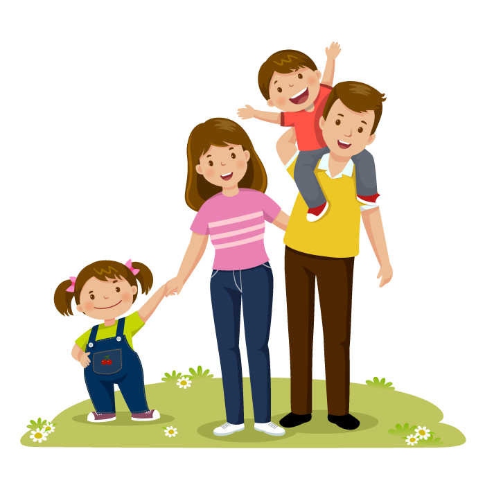 family waves and smiles