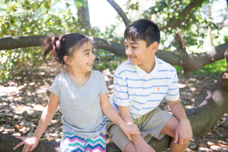 girl and boy outside