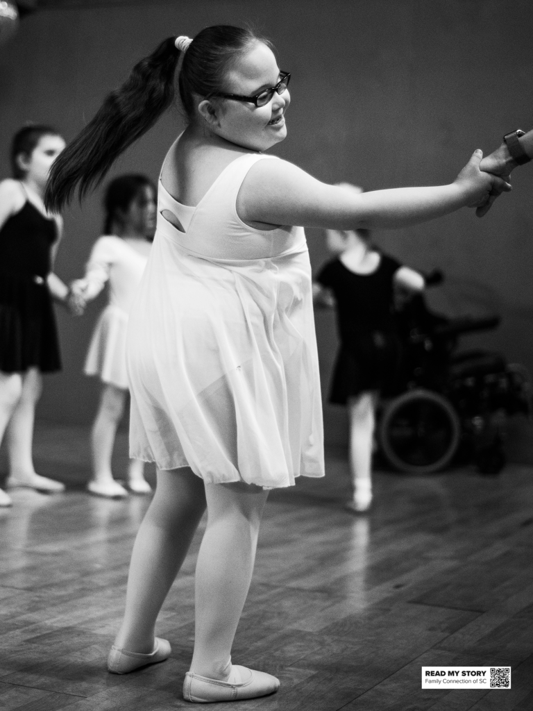 young girl dances in a dance class