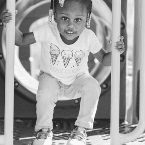 girl plays on a playground