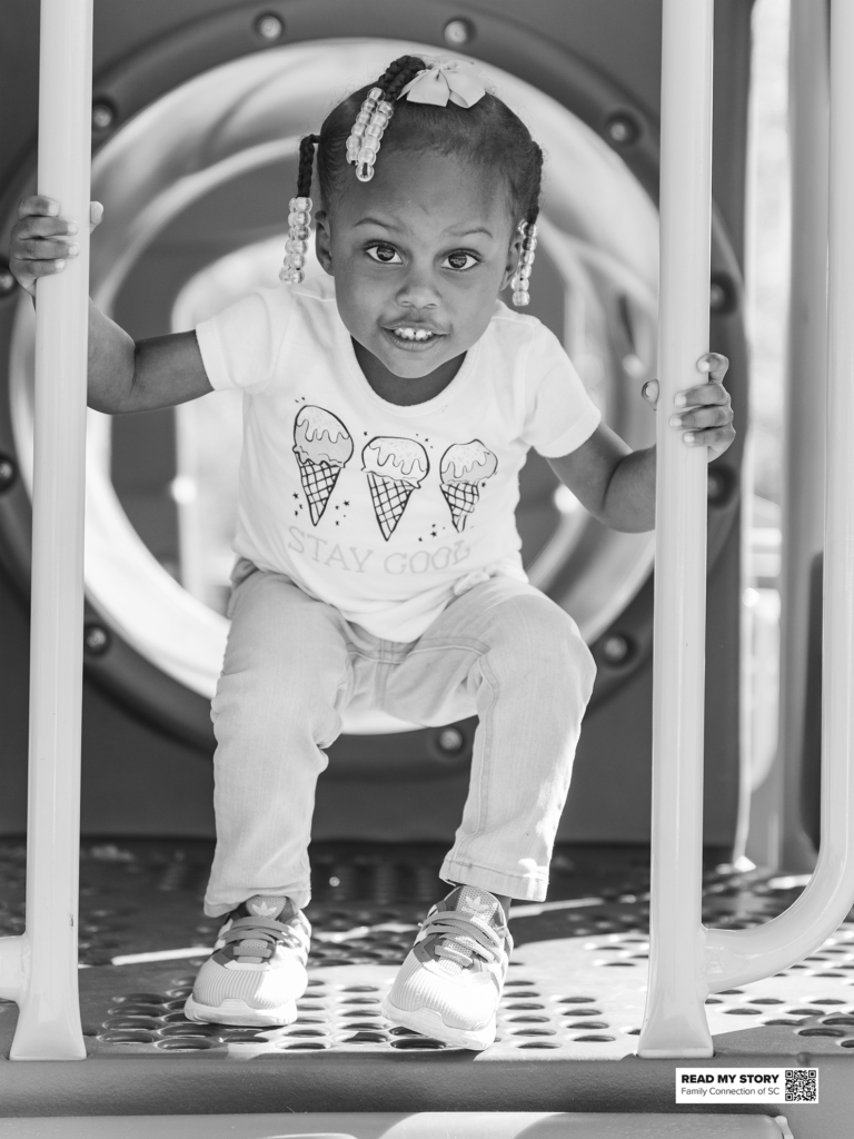 girl plays on a playground