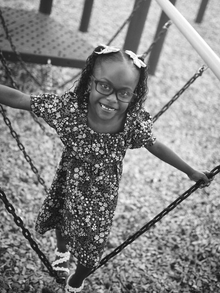 girl plays on playground