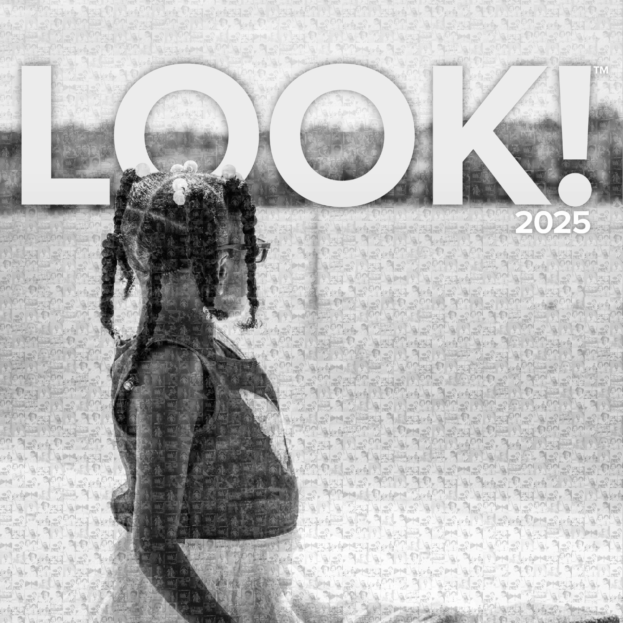 girl looks out over the water. the word "LOOK!"